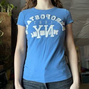 Aeropostale Logo T Shirt for Women, Blue Short Sleeve shirt Aeropostale 1987 NY